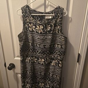 Kathie Lee Collection Black and Cream Patterned Sleeveless Midi Dress